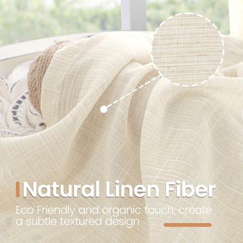 Linen Curtains 102 Inches Long for Living Room (Light Beige / 52"W x 102"L (Pack of 2))