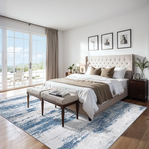 Area Rug Living Room (Blue White Grey / 5' x 7' (Rectangular))