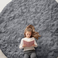 Grey Round Rugs for Bedroom (8 Ft Round / Grey)