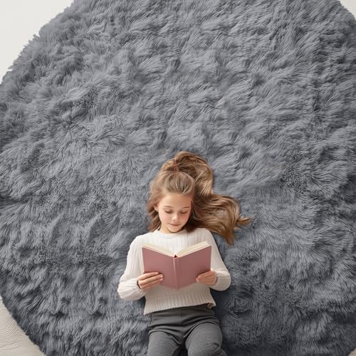 Grey Round Rugs for Bedroom (8 Ft Round / Grey)