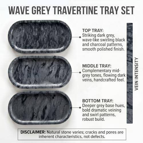 Wave Grey Oval Marble Tray (Wave Grey / 11.8" x 5.9" x 0.6")