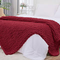 Chunky Knit Throw Blanket for Couch (Red / 51"x63" (Large Size Throw）)