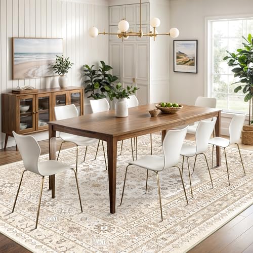 Washable Rugs 8x10 Area Rugs for Living Room (Cream/Beige / 8' x 10' (Rectangular))
