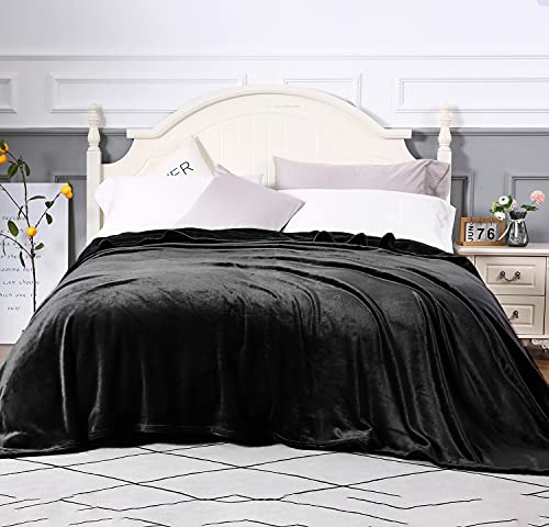 Large Flannel Fleece Throw Blanket (90"x90" / Black)