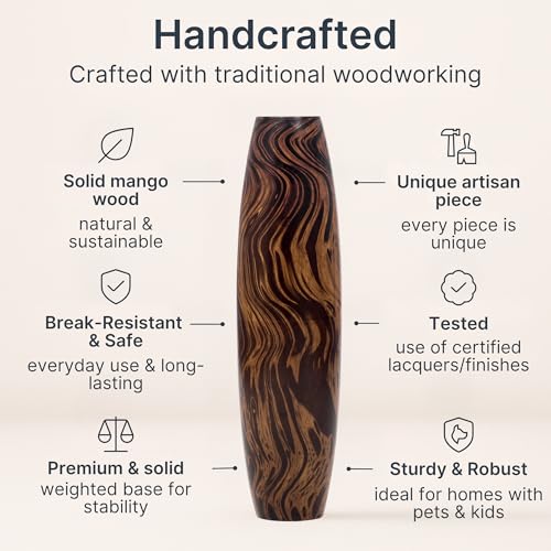 Large Floor Vase 34 inches Mango Wood for Pampas Grass (34 inches / Brown, Light Brown)