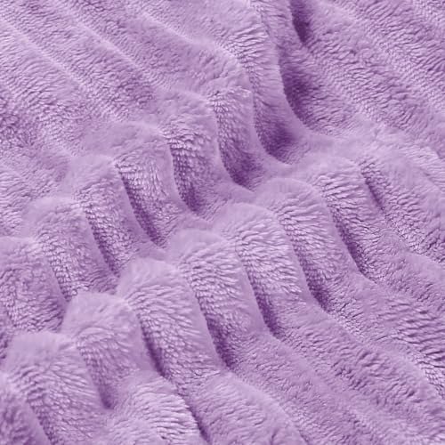 3D Ribbed Lavender Fleece Throw Blanket for Couch (Lavender / Throw(50"x60"))