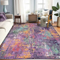 Washable 6'x9' Abstract Area Rug for Living Room Purple Multi (Purple/Orange/Teal/Green/Red / 6' x 9' (Rectangular))