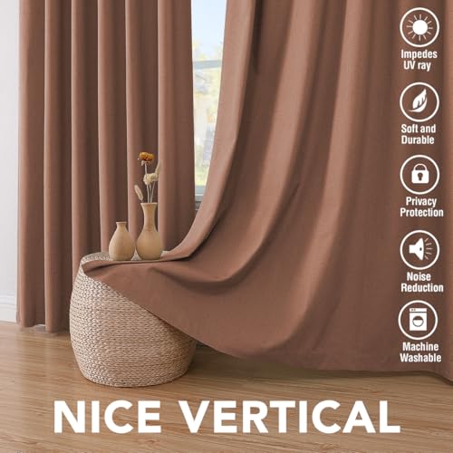 100% Blackout Linen Curtains 54" L 2 Panels Washed Spice (Washed Spice / 52"W x 54"L (Pack of 2))