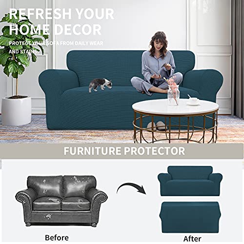 Stretch Oversized Loveseat Couch Covers Washable Deep Teal (Medium-XL Loveseat / Deep Teal)