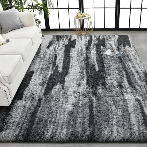 Super Soft Shaggy Rugs Fluffy Carpets (5' x 8' (Rectangular) / Charcoal Grey)