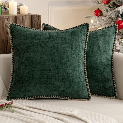 Christmas Decorative Couch Throw Pillow Covers 20x20 Dark Green (Dark Green / 20" x 20" (Pack of 2))