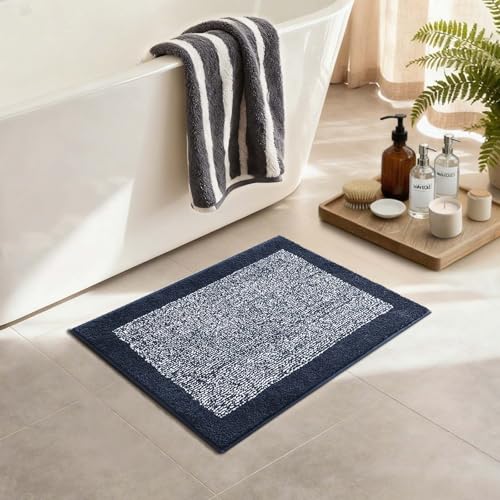Bathroom Rugs 24x17 Non Slip Washable (Dark Blue / 1'5" x 2' (Rectangular))
