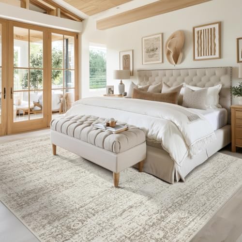 Washable Rugs 6x9 Area Rugs for Living Room (6' x 9' (Rectangular) / Beige-ivory-cream-brown-camel)