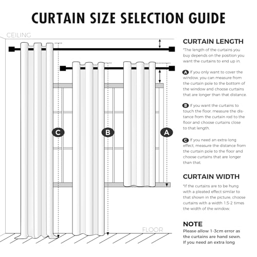 Birch Blackout Bedroom Curtains Drapes 84 Inch Long 52"x84" (Birch / 52"W x 84"L (Pack of 2))