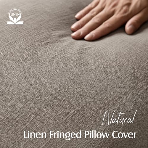 Decorative Linen Fringe Throw Pillow Covers 26×26 Inch (26" x 26" (Pack of 2) / Dune)