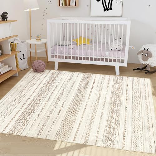 Boho 3x5 Area Rug Living Room Rugs Machine Washable Brown (Brown Tan / 3' X 5' (Rectangular))