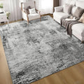 Living Room Rug 7x10 Gray Area Rugs Machine Washable Abstract Boho Large Rug Non (Grey / 7' x 10' (Rectangular))