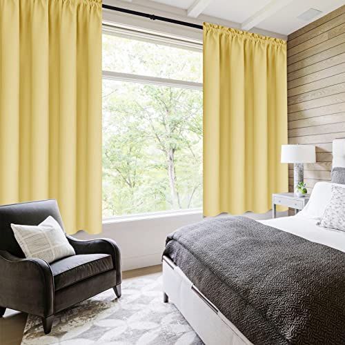 Blackout Curtains for Bedroom Living Room 42 x 54 Inch Long 2 Panels (Light Yellow / 42"W x 54"L (Pack of 2))