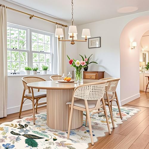 Washable 4x12 Wide Area Rug (4' x 12' (Rectangular) / Cream/Floral)