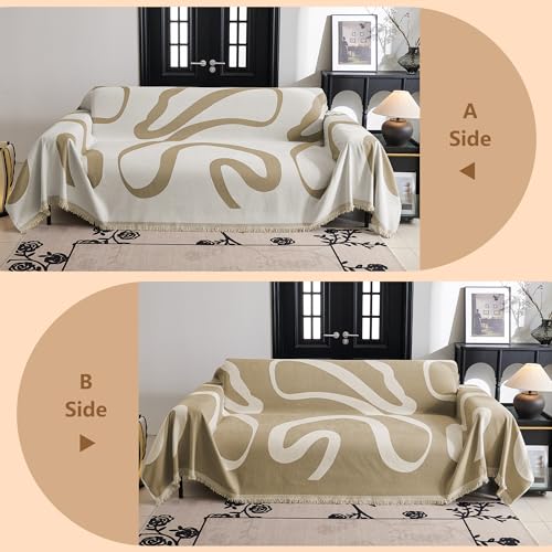 Couch Cover for 3 Cushion Sofa (91" x 118" / 1# Khaki Curve)