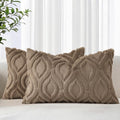 Faux Fur Soft Light Brown Throw Pillow Covers 12x20 Set of 2 (20" x 12" (Pack of 2) / Light Brown)