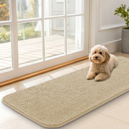 Dog Door Mat for Muddy Paws 47x17 (Beige / 47" X 17")