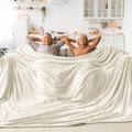 Fleece Blanket Soft Plush Oversized Bed Blanket Cream 120"x120" (Cream / Oversized King(120"x120"))