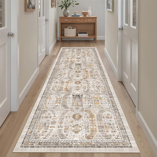 Kitchen Runner 2'6''x8' Soft Rug Runners for Hallways (Brown/Gold / 2'6" x 8' (Runner))
