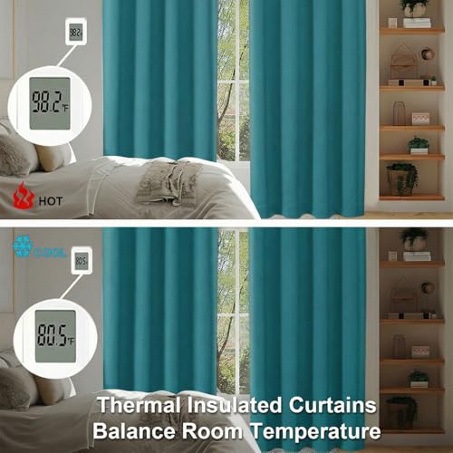 Teal Blackout Curtains 96 Inches Long for Living Room 2 Panels (Teal / 40"W x 96"L (Pack of 2))