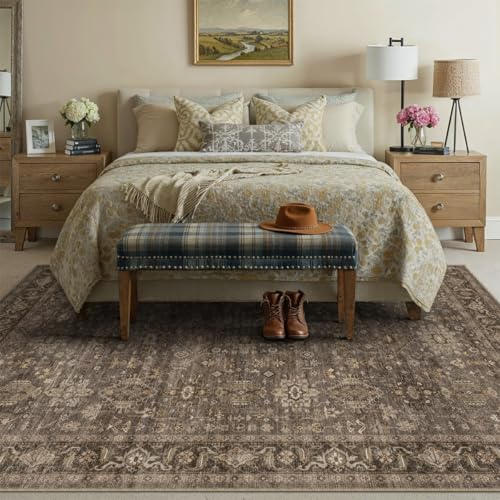 8x10 Dark Brown Vintage Area Rug (Brown / 8' x 10' (Rectangular))