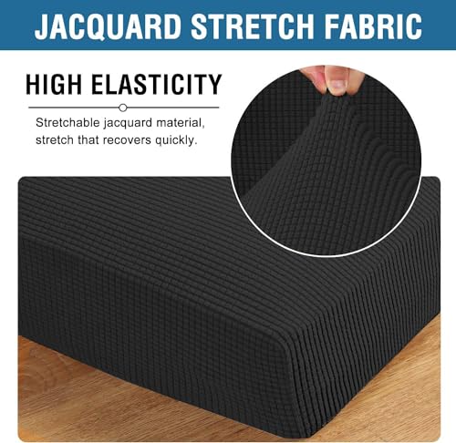 Super Stretch Individual Chaise Cover Sectional Couch Covers for L Shaped Sofa Both Left (Black / Chaise Cover)