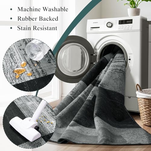 8x10 Washable Area Rugs for Living Room & Bedroom (Black-gray / 8' x 10' (Rectangular))