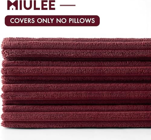 Soft Corduroy Decorative Throw Pillow Covers Burgundy 18x18 (18" x 18" (Pack of 4) / Burgundy)