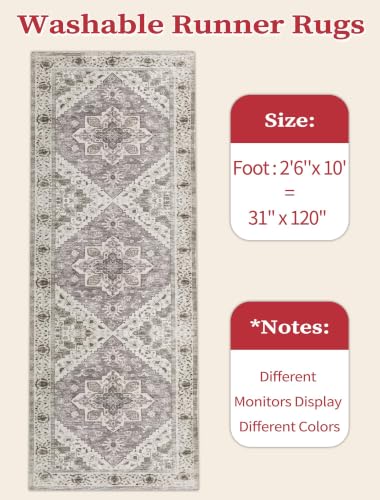 2'6"x10' Washable Non Slip Boho Runner Rug for Hallway (Earth Tone/Multi / 2'6" x 10' (Runner))