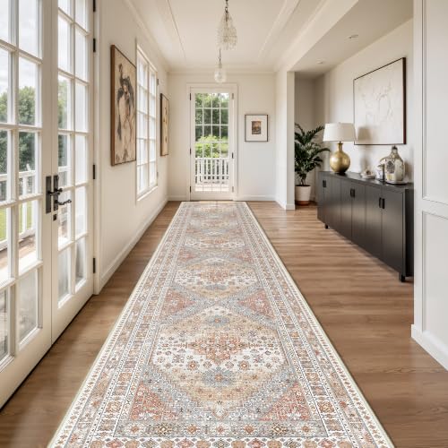 Washable Runner Rug 2.5x16 (Orange / 2'6" x 16' (Runner))