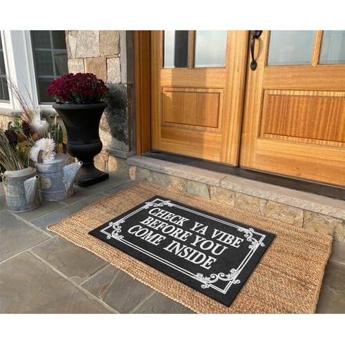 Indoor Door Mat Welcome Mats for Front Door Outdoor Entry Black Doormat (1'6" x 2'4" (Rectangular) / Come Inside-black)