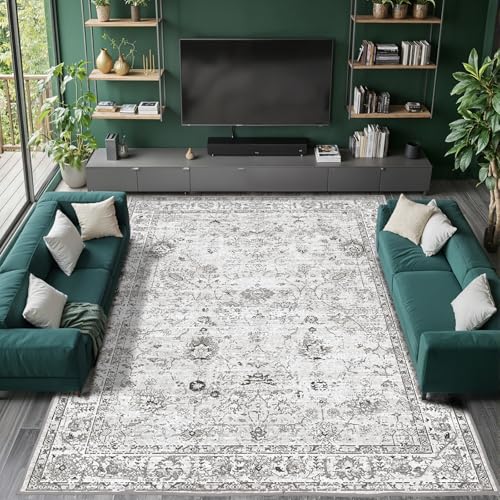 Grey Area Rug 6x9 for Living Room Bedroom (Grey/White / 6' x 9' (Rectangular))