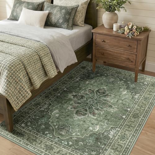Washable Area Rug (Green/Dark Green/Gray / 4' x 6' (Rectangular))