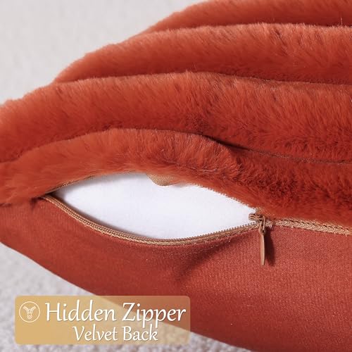 Fall Faux Fur Throw Pillow Covers 26x26 Set of 2 Rust (Rust / 26" x 26" (Pack of 2))