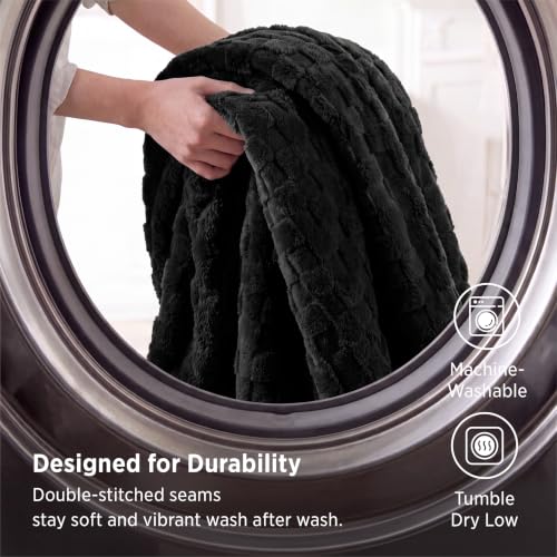 Checkered Soft Cozy Throw Blanket for Couch (Black / Throw (50" X 60"))