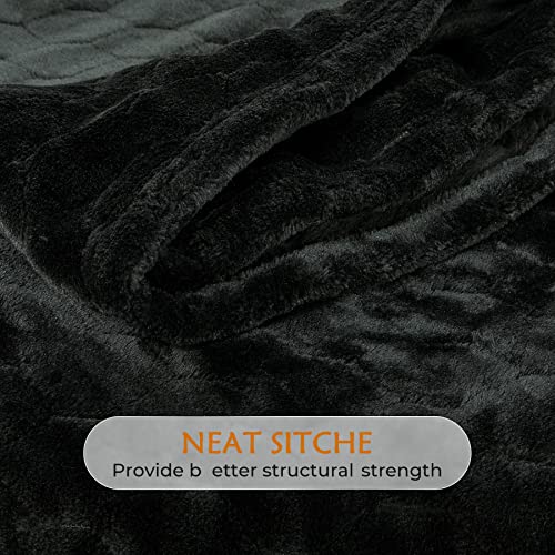 Fleece Blanket Fuzzy Plush Throw Blanket 50" x 60" (Black / Throw-50" x 60")