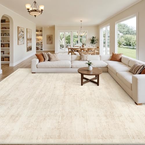 Area Rugs 9x12 Living Room (Retro Beige / 9' x 12' (Rectangular))