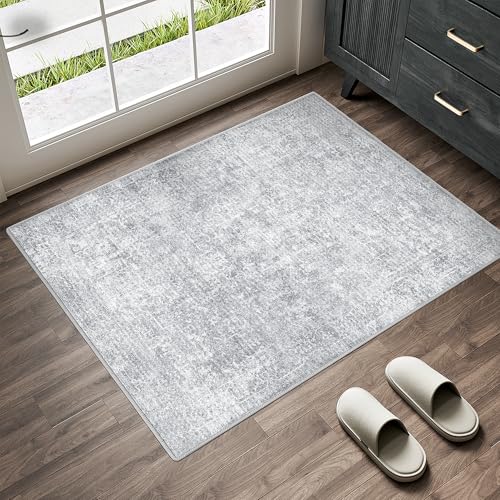 2x3 Entryway Area Rug Vintage Gray Distressed (Distressed Grey / 2' x 3' (Rectangular))
