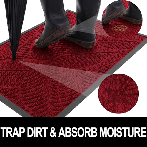 Waterproof Front Doormat (Burgundy / 59" X 34")
