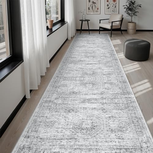 Washable Hallway Runner Rug 3x12 Kitchen Entry Rugs Non (Grey / 3' x 12' (Runner))