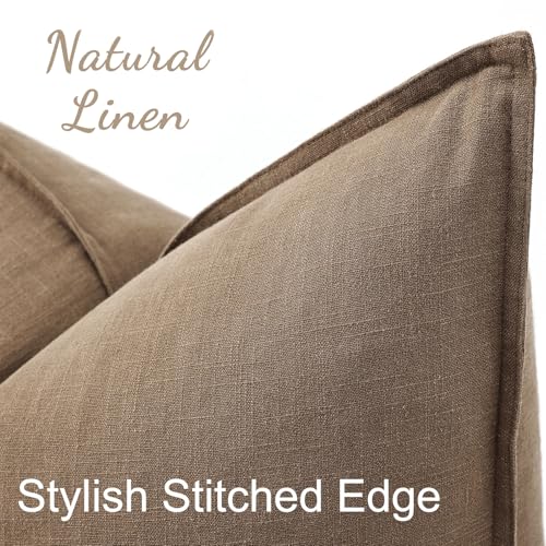 Fall Light Brown Linen Throw Pillow Covers 16x16 Set of 2 (Light Brown / 16" x 16" (Pack of 2))