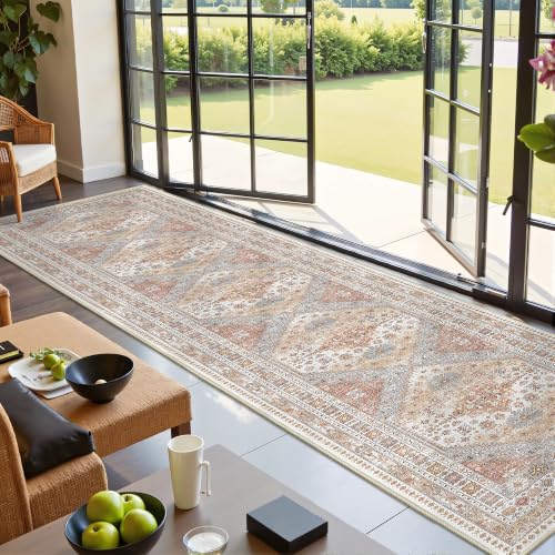 Hallway Runner Rug 2x12 Extra Long Washable Runner (Orange / 2' x 12' (Runner))