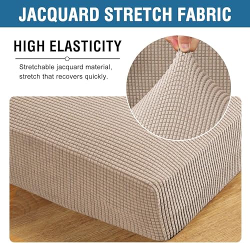 Super Stretch Individual Seat Cushion Covers Sofa Covers Couch Cushion Cover Slipcover Sets Thick Jacquard Textured Twill Fabric (Sand / 3 Cushion XL Sofa)