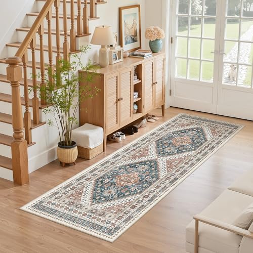 Washable Runner Rug 2x6 Runners for Hallways Non Slip (Navy Blue / 2' x 6' (Runner))