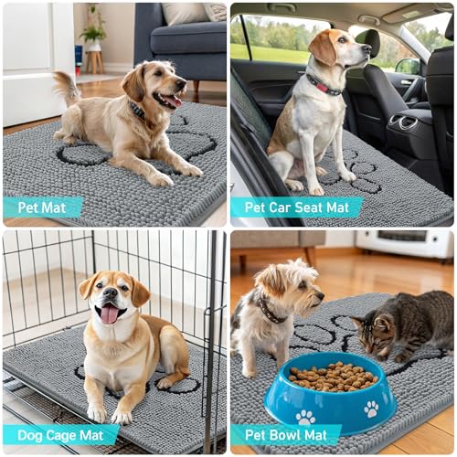 Dog Door Mat for Muddy Paws 48x30 (Grey / 48" X 30")